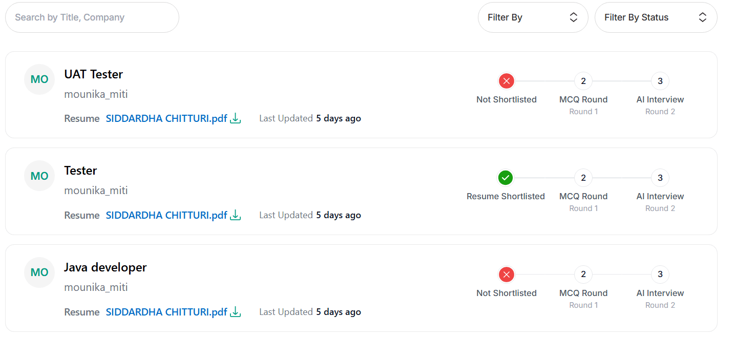Application tracking timeline UI preview